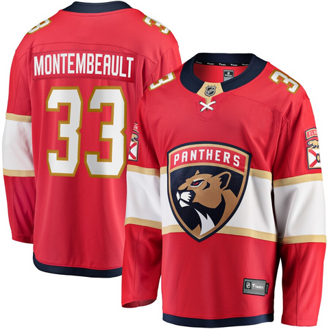 Men's Florida Panthers Samuel Montembeault Fanatics Branded Red Breakaway Player Jersey