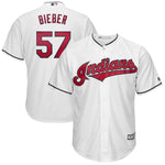 Shane Bieber Cleveland Indians Majestic Official Cool Base Player Jersey - White