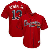 Ronald Acuña Jr. Atlanta Braves Majestic 2019 Alternate Official Cool Base Player Jersey Scarlet/Navy