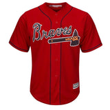 Ronald Acuña Jr. Atlanta Braves Majestic 2019 Alternate Official Cool Base Player Jersey Scarlet/Navy