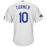 Justin Turner Los Angeles Dodgers Majestic 2019 Postseason Home Official Cool Base Player Jersey - White