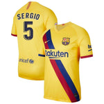 Sergio Busquets Barcelona 2019/20 Away Stadium Player Jersey – Yellow