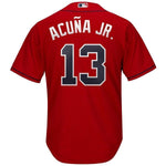 Ronald Acuña Jr. Atlanta Braves Majestic 2019 Alternate Official Cool Base Player Jersey Scarlet/Navy