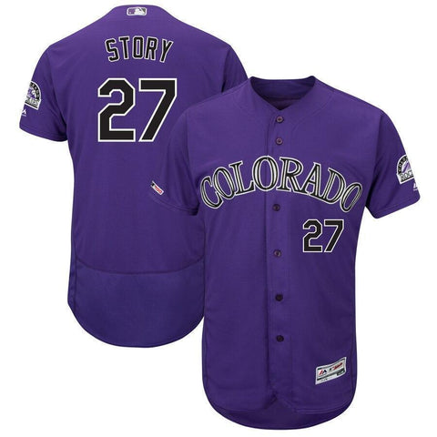 Trevor Story Colorado Rockies Majestic Alternate Collection Flex Base Player Jersey – Purple