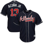 Ronald Acuña Jr. Atlanta Braves Majestic 2019 Alternate Official Cool Base Player Jersey Scarlet/Navy