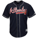 Ronald Acuña Jr. Atlanta Braves Majestic 2019 Alternate Official Cool Base Player Jersey Scarlet/Navy