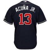 Ronald Acuña Jr. Atlanta Braves Majestic 2019 Alternate Official Cool Base Player Jersey Scarlet/Navy