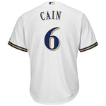 Lorenzo Cain Milwaukee Brewers Majestic Official Cool Base Player Jersey - White