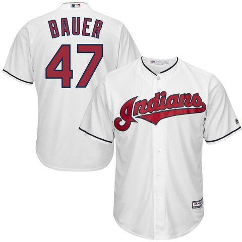 Trevor Bauer Cleveland Indians Majestic Official Cool Base Player Jersey - White