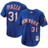 Mike Piazza New York Mets Mitchell & Ness Cooperstown Collection Mesh Batting Practice Jersey - Black/royal