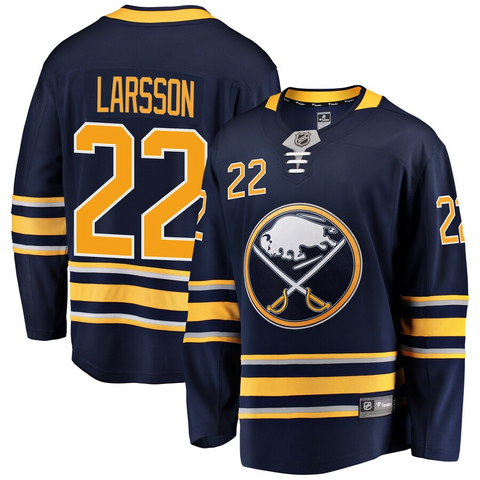 Men's Buffalo Sabres Johan Larsson Fanatics Branded Navy Breakaway Player Jersey