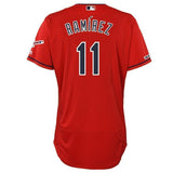 Jose Ramirez Cleveland Indians Majestic Home 2019 All-Star Game Patch Flex Base Player Jersey – White/Scarlet