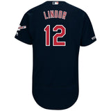 Francisco Lindor Cleveland Indians Majestic Alternate 2019 All-Star Game Patch Flex Base Player Jersey – Navy