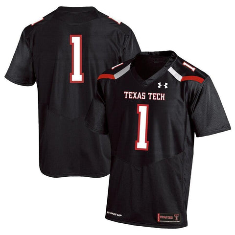 #1 Texas Tech Red Raiders Under Armour Replica Football Jersey - Black