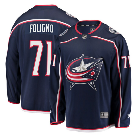 Men's Columbus Blue Jackets Nick Foligno Fanatics Branded Navy Breakaway Jersey