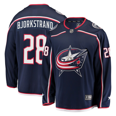 Men's Columbus Blue Jackets Oliver Bjorkstrand Fanatics Branded Navy Breakaway Jersey