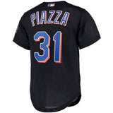 Mike Piazza New York Mets Mitchell & Ness Big & Tall Cooperstown Collection Mesh Button-Up Jersey– Black