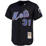 Mike Piazza New York Mets Mitchell & Ness Big & Tall Cooperstown Collection Mesh Button-Up Jersey– Black