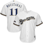 Mike Moustakas Milwaukee Brewers Majestic 2019 Postseason Official Cool Base Player Jersey - White