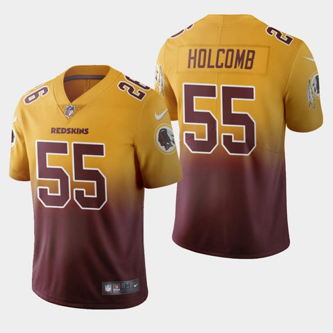 Men's Washington Redskins #55 Cole Holcomb Color Crash Gradient Burgundy Jersey